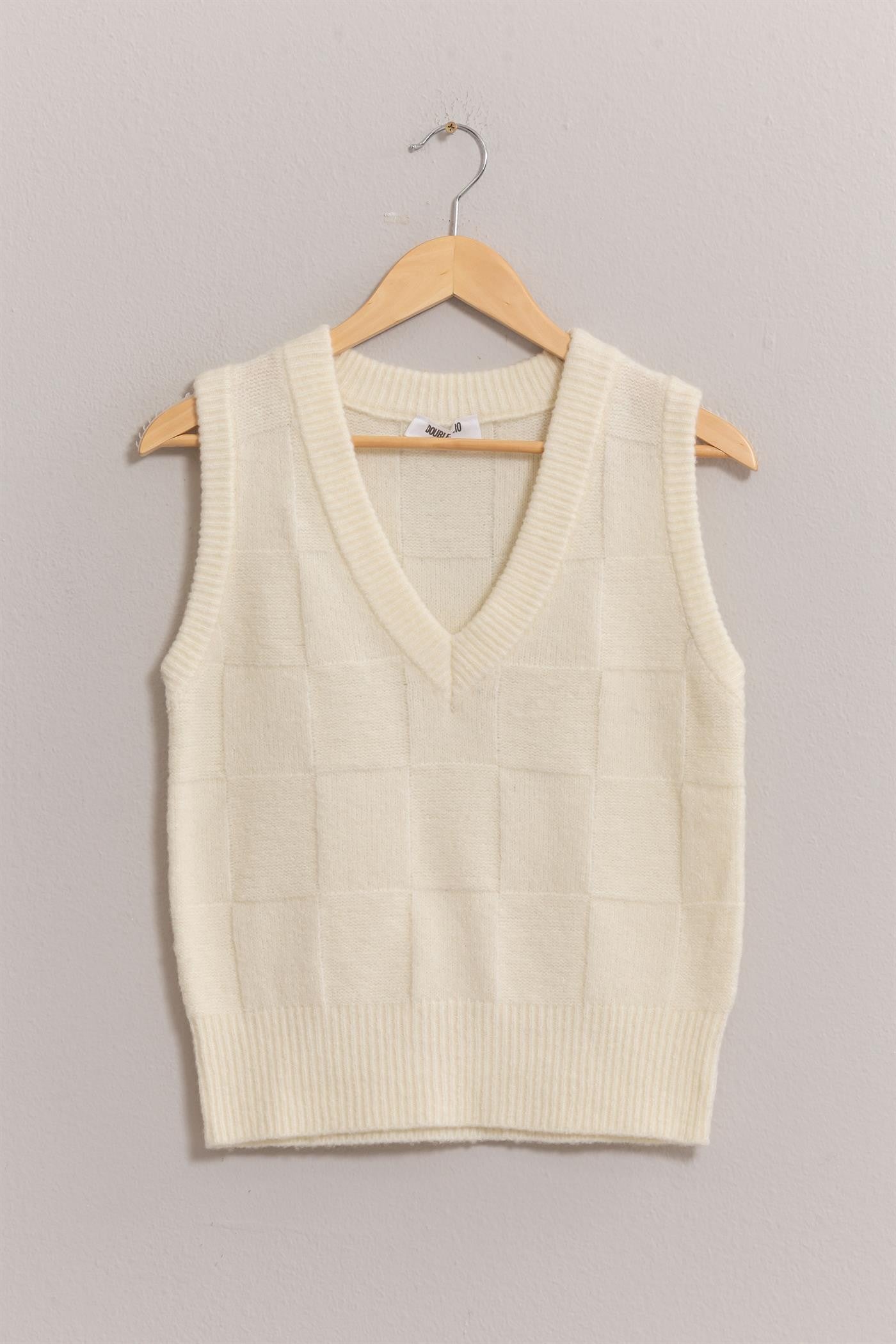 Basketweave Sweater Vest - Cream