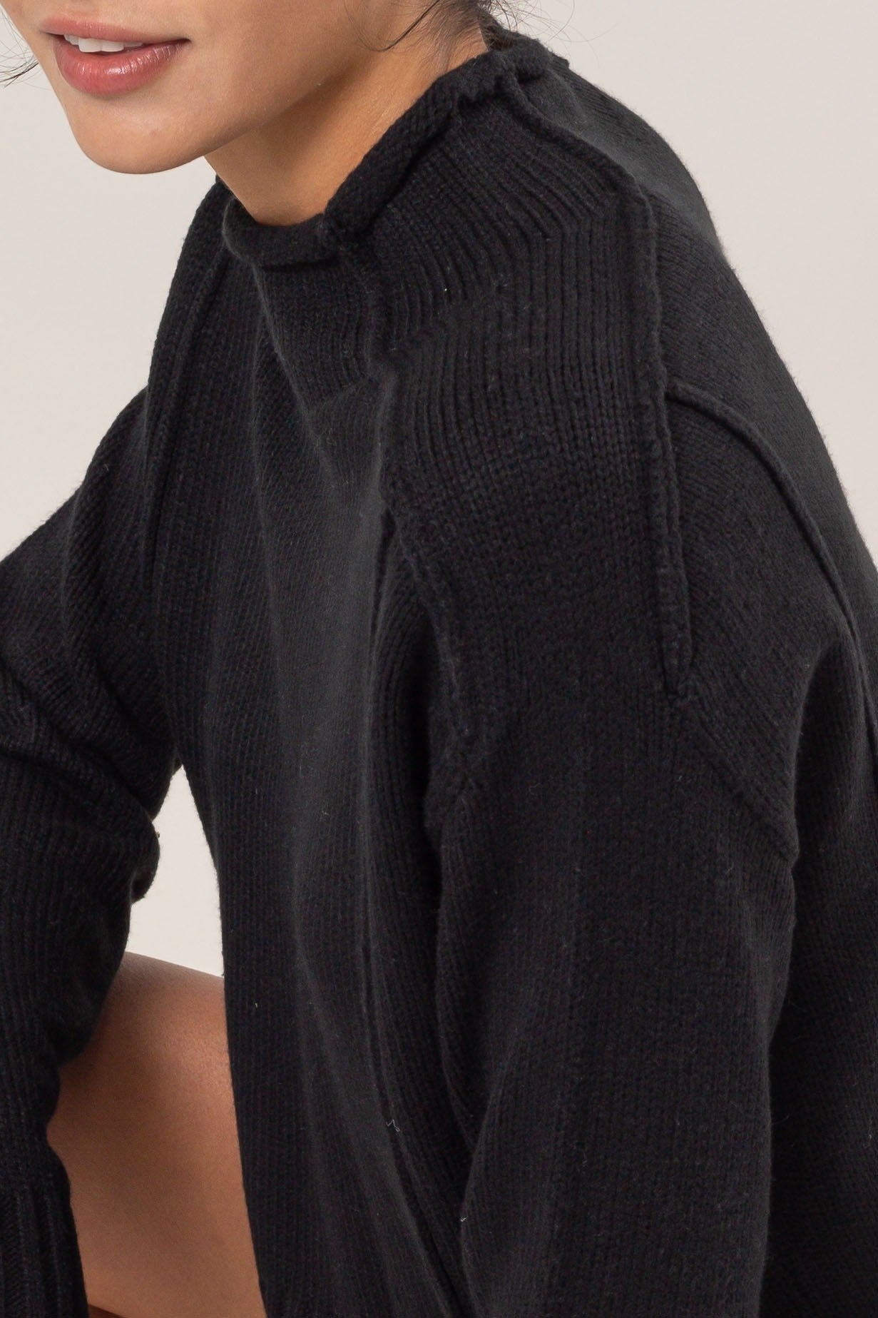 High Neck Reverse Seam Sweater - Black