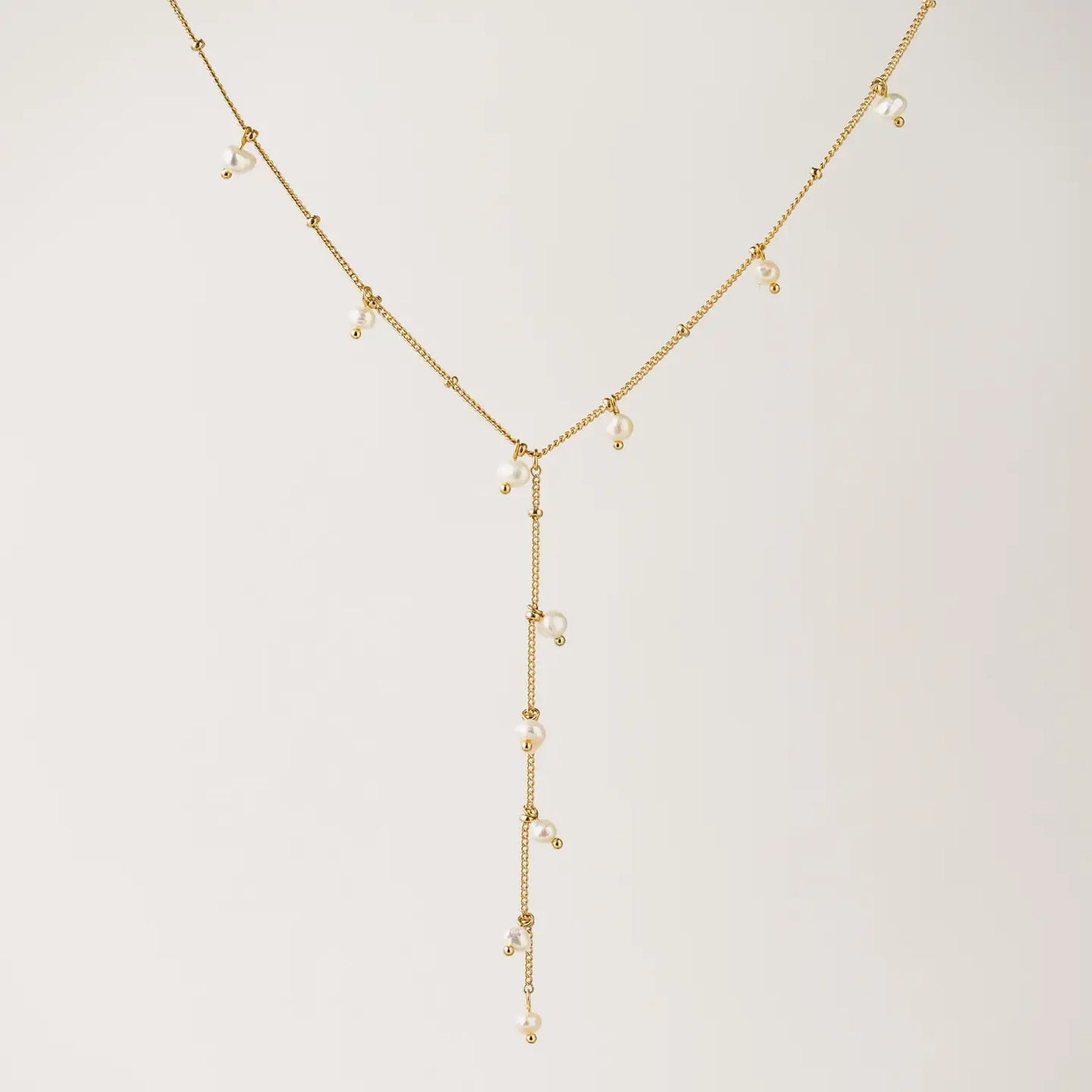 Dot Pearl Lariat Necklace