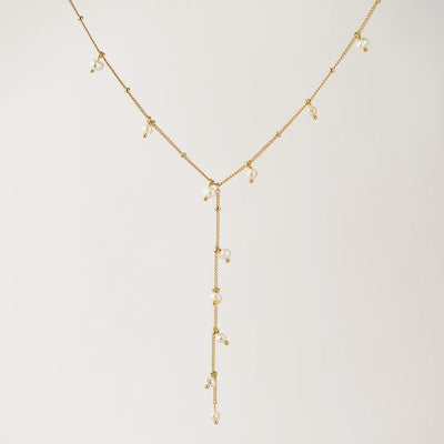 Dot Pearl Lariat Necklace