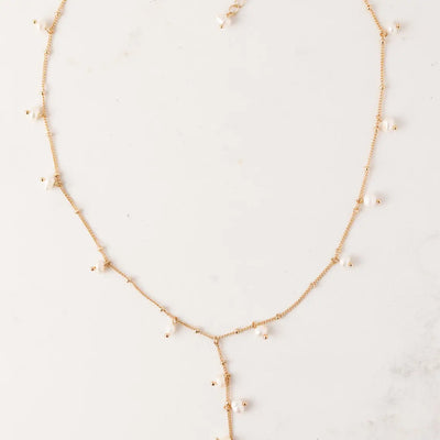 Dot Pearl Lariat Necklace