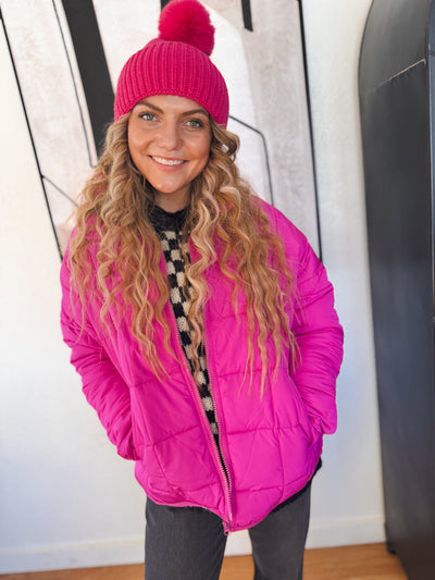 Colder Weather Puffer Jacket in Pink