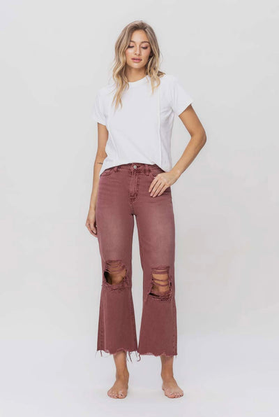 90s Vintage Flare Jeans in Russet Brown