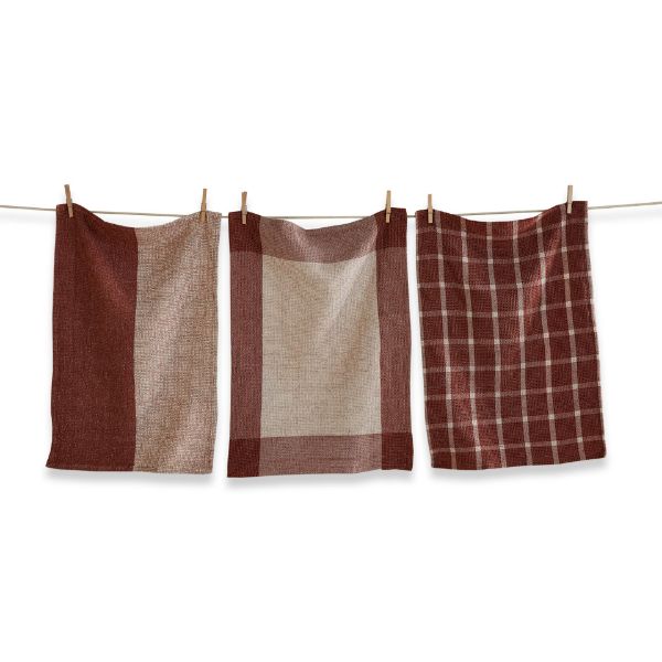 Mae Waffle Weave Dishtowel, set of 3 - Brick