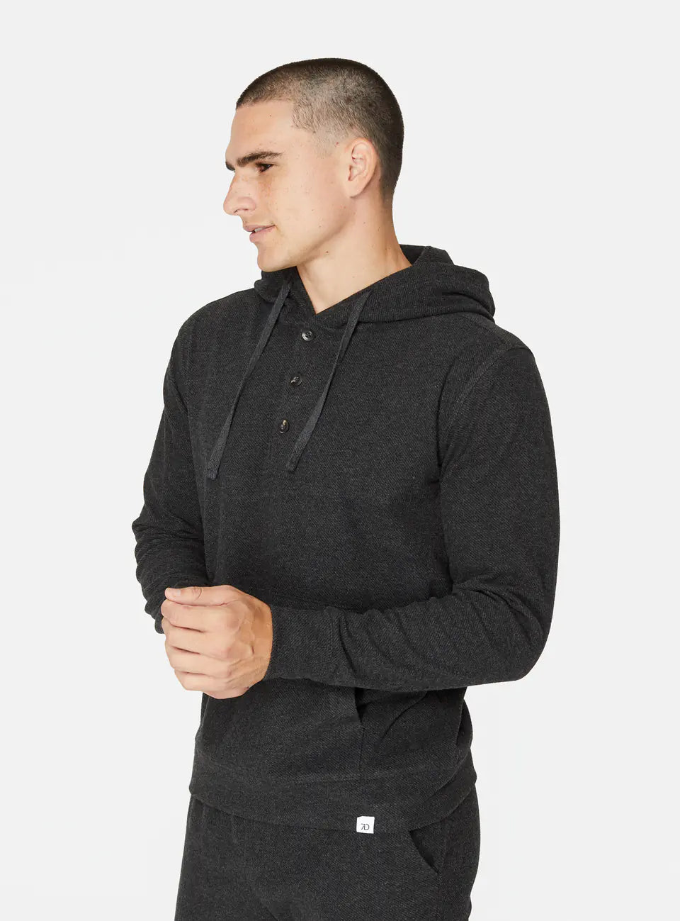 Generation Henley Hoodie in Charcoal