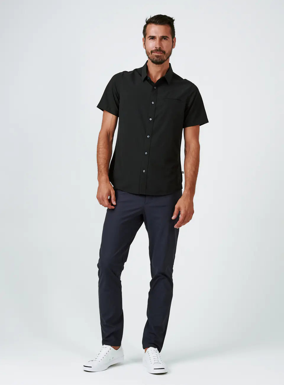 Grant Short Sleeve Shirt in Black