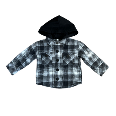 Black Plaid Hooded Shacket