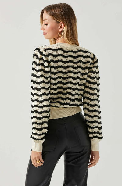Jaylani Pointelle Sweater in Cream Black