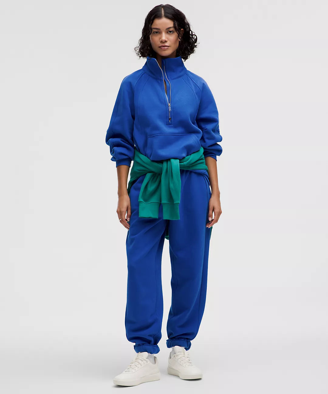 Scuba Oversized Funnel Neck Half Zip - Cerulean Blue