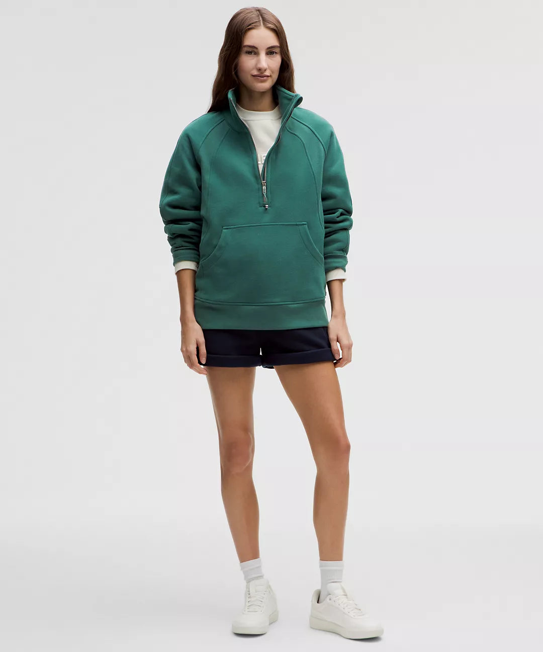 Scuba Oversized Funnel Neck Half Zip - Storm Teal