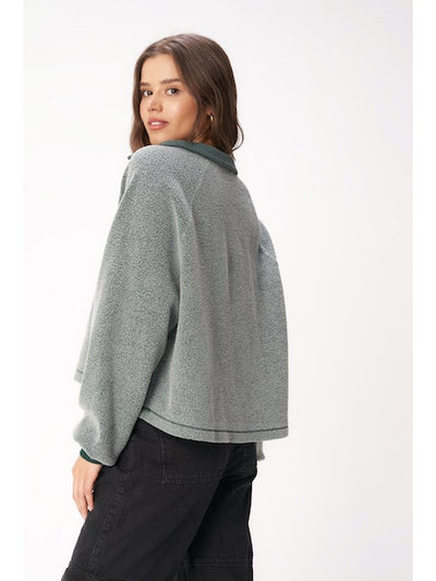 La Vie Mixed Fleece Collared Sweatshirt