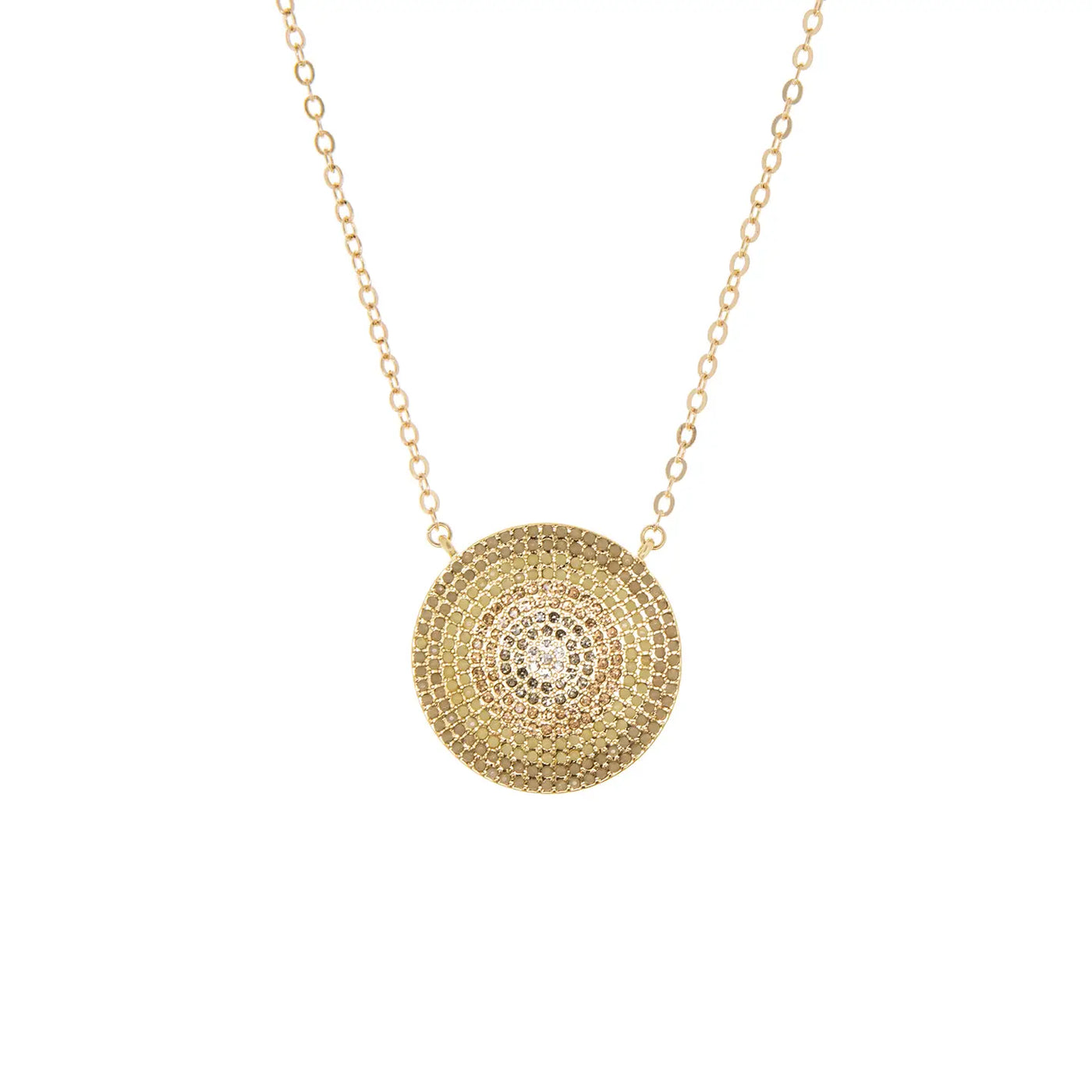 Large Crystal Disc Pendant Necklace