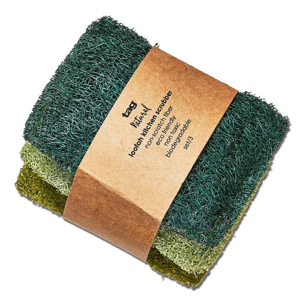 Loofah Kitchen Scrubber Set in Green