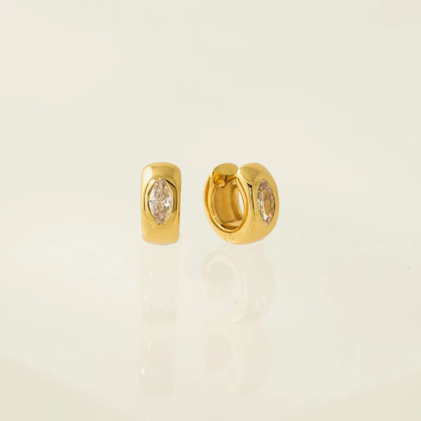 Marquise Chunky Huggie Hoop Earrings