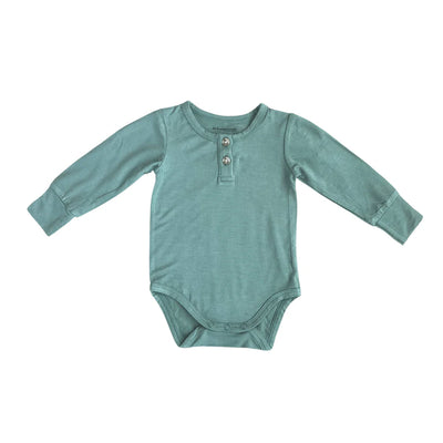 Long Sleeve Henley Bodysuit- Pine