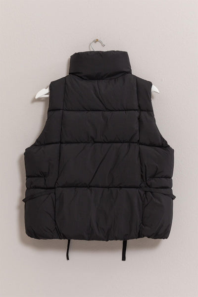 Placket Puffer Jacket - Black