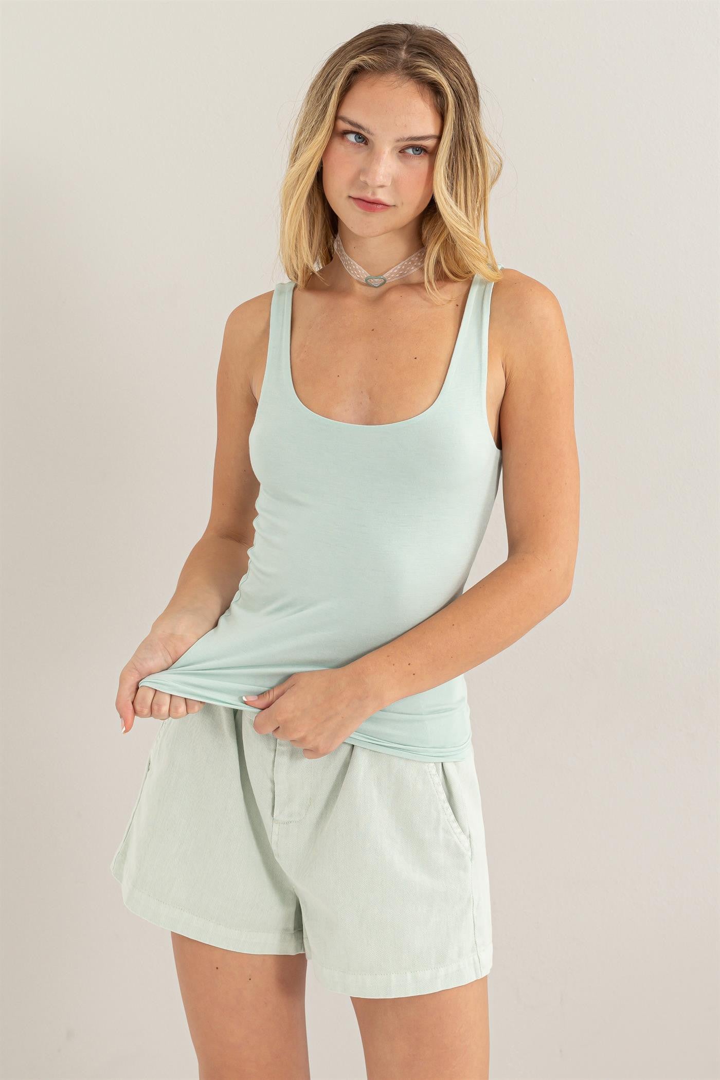 Relax Your Mind Scoop Neck Tank in Mint