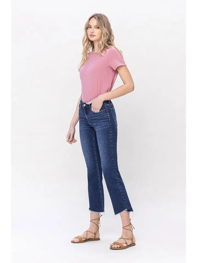 Satisfied Mid Rise Crop Flare Jeans