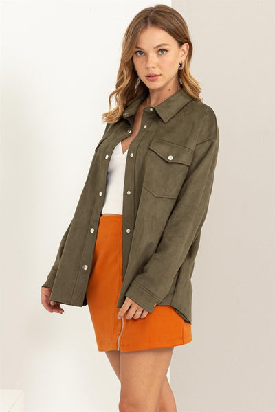 Simply Trendy Suede Jacket in Olive