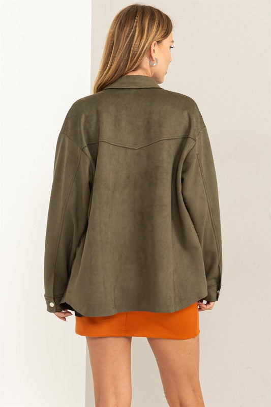 Simply Trendy Suede Jacket in Olive