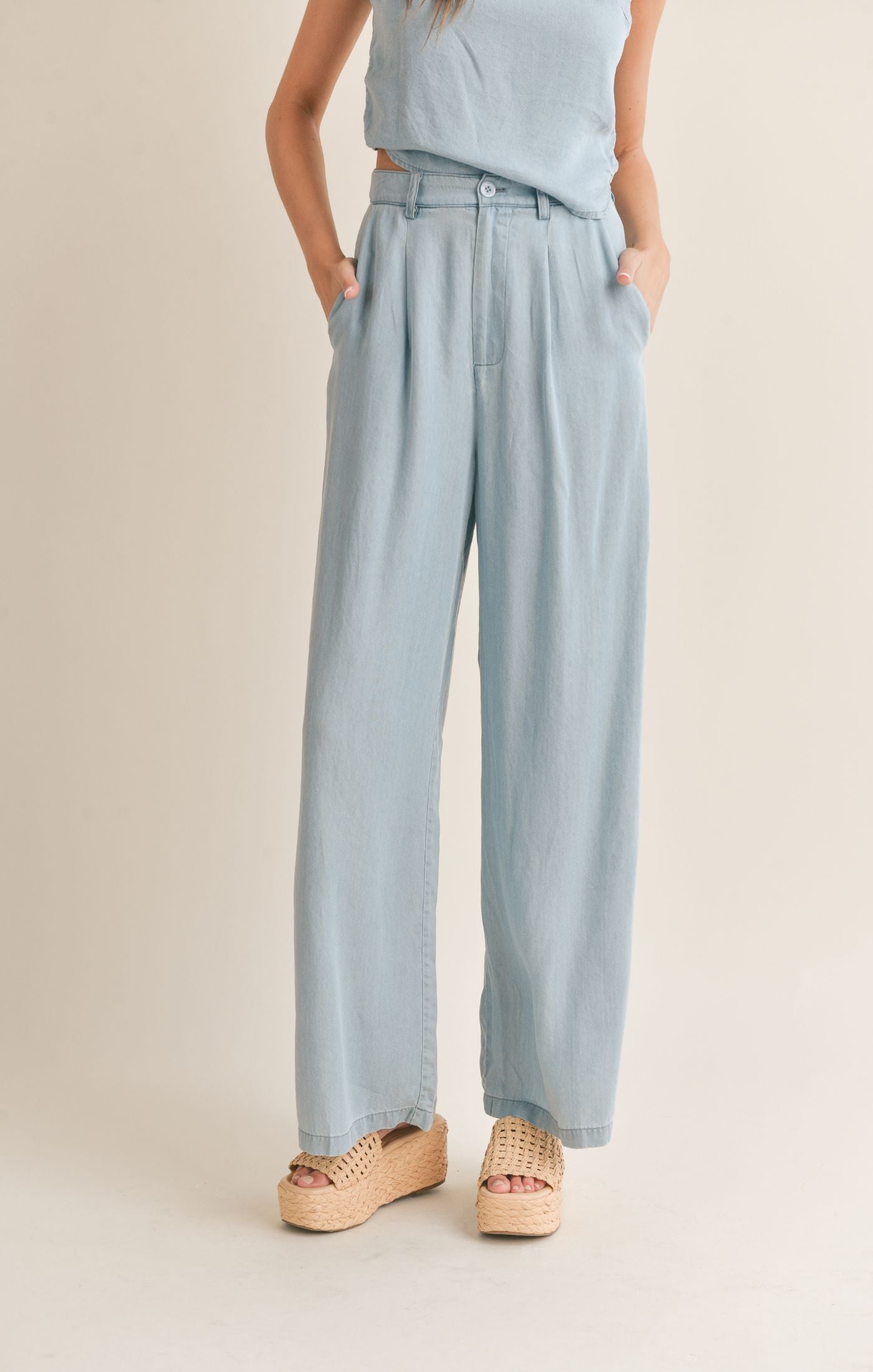 Soft Breeze Chambray Wide Leg Pants