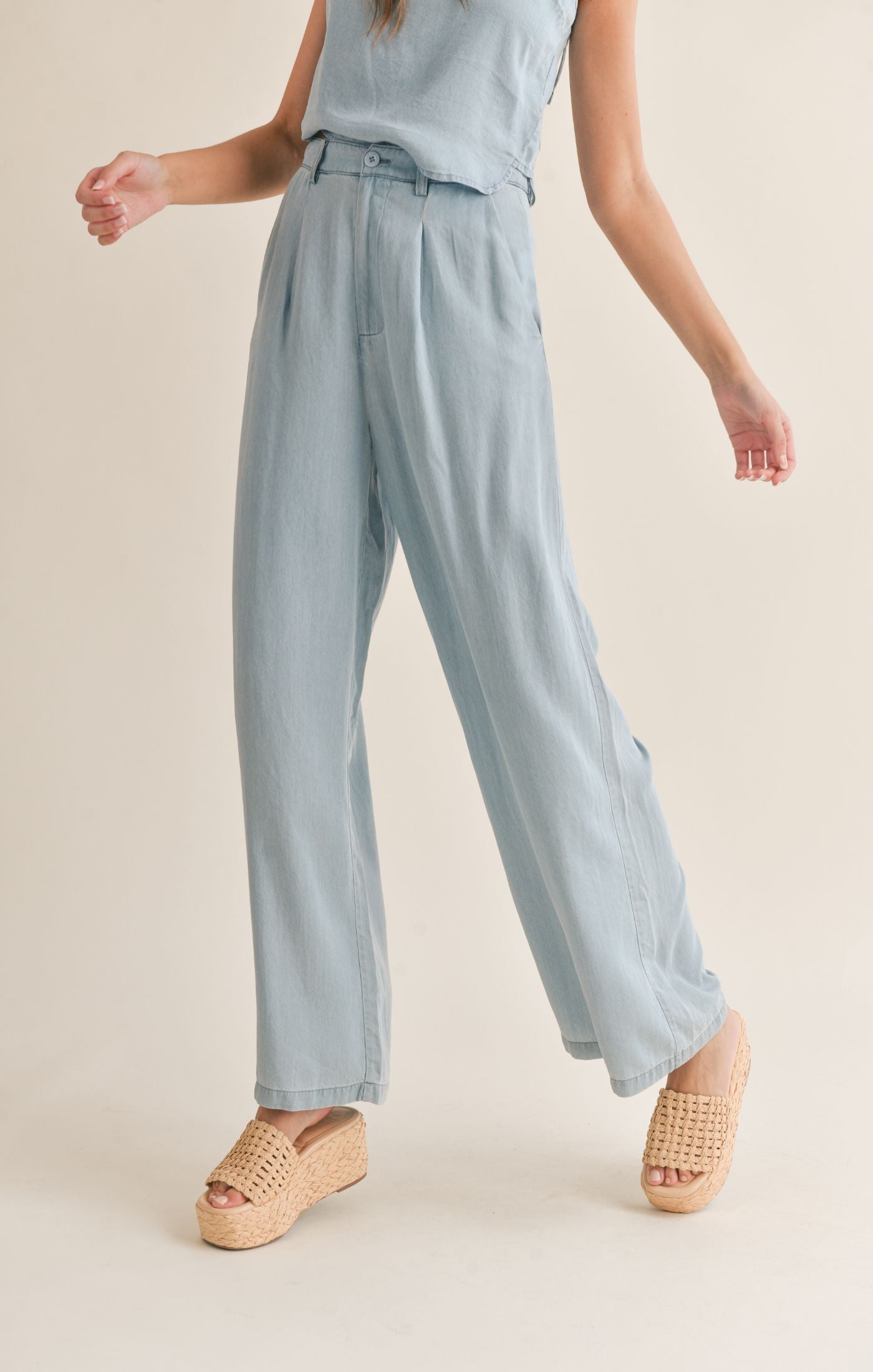 Soft Breeze Chambray Wide Leg Pants