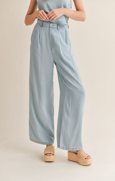 Soft Breeze Chambray Wide Leg Pants