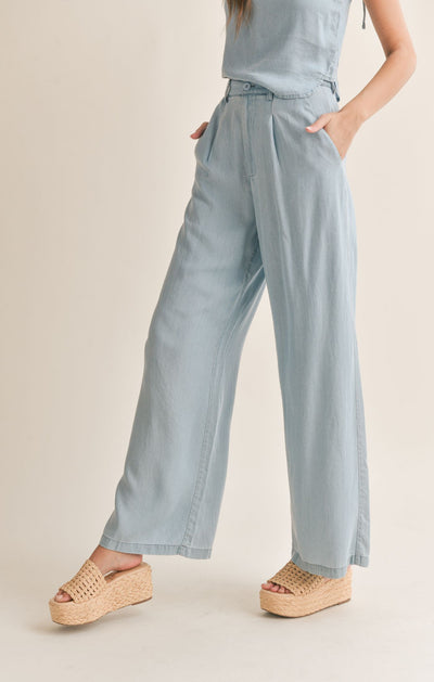 Soft Breeze Chambray Wide Leg Pants