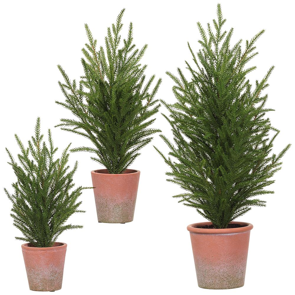 Soft PE Cypress Tree in Clay Pot - Green