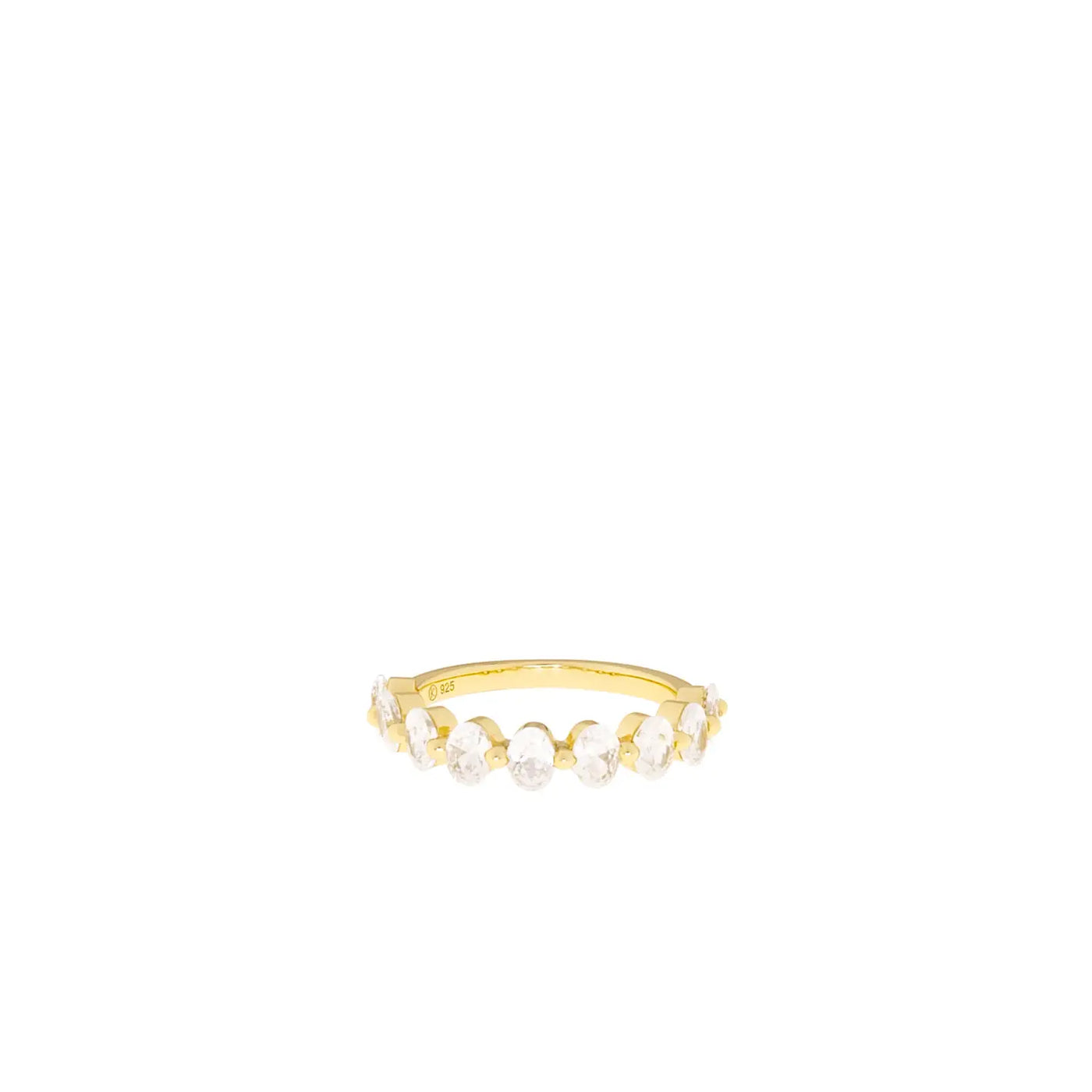 Stone Oval Half Eternity Ring in Gold