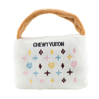 White Chewy Vuiton Handbag Dog Toy