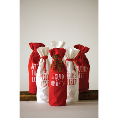 Drawstring Wine Bag with Holiday Words