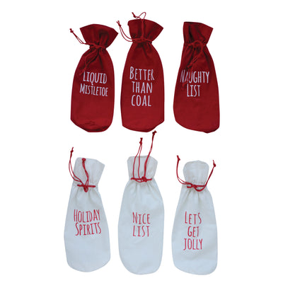 Drawstring Wine Bag with Holiday Words
