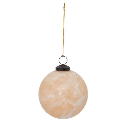 5" Round Glass Ball Ornament, Marbled Nude Finish