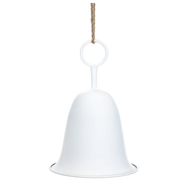 11.8" Metal Bell Ornament White