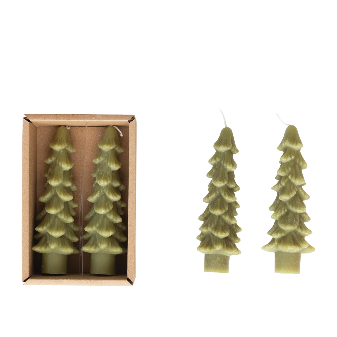 5" Unscented Tree Shaped Taper Candles, Set of 2