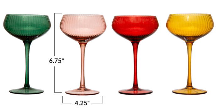 8 oz. Stemmed Champagne/Coupe Glass, 4 Colors