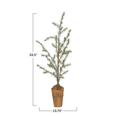 13-3/4" Round x 33-1/2"H Faux Atlas Tree in Paper Wrapped Pot