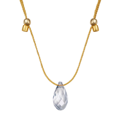 Hyevibe Blue Shade Silk Slider Necklace, Gold