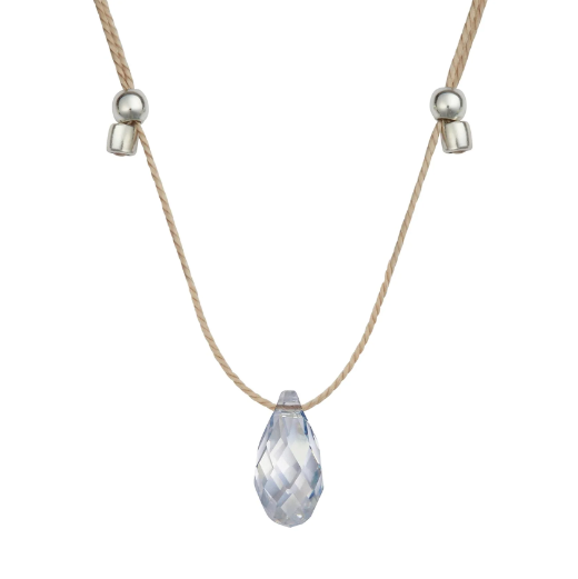 Hyevibe Blue Shade Silk Slider Necklace, Silver