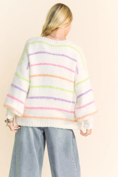 Multi Color Stripe Loose Fit Sweater