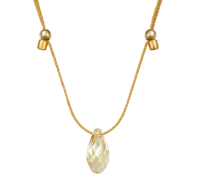 Hyevibe Green Opal Silk Slider Necklace, Gold
