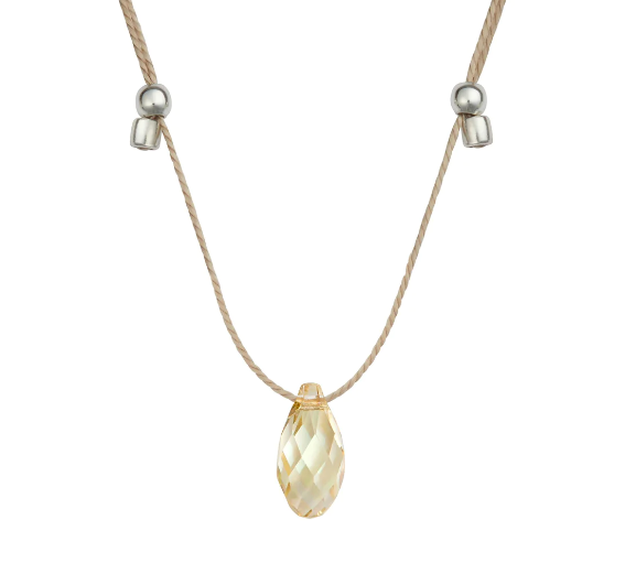 Hyevibe Green Opal Silk Slider Necklace, Silver