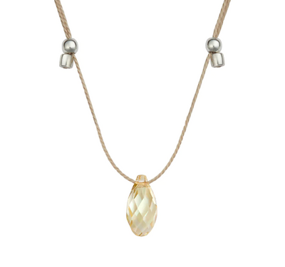 Hyevibe Green Opal Silk Slider Necklace, Silver