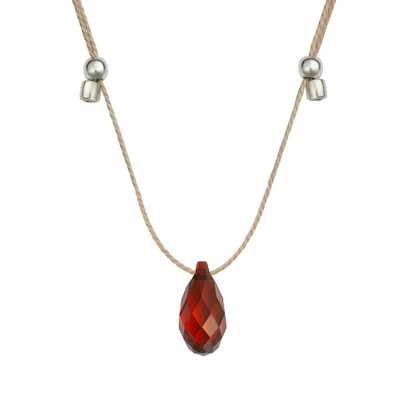 Hyevibe Smoked Amber Silk Slider Necklace, Silver