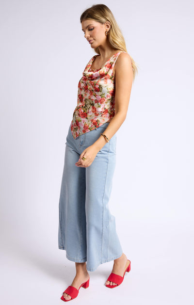 Aniston Cowl Drape Asymmetric Top