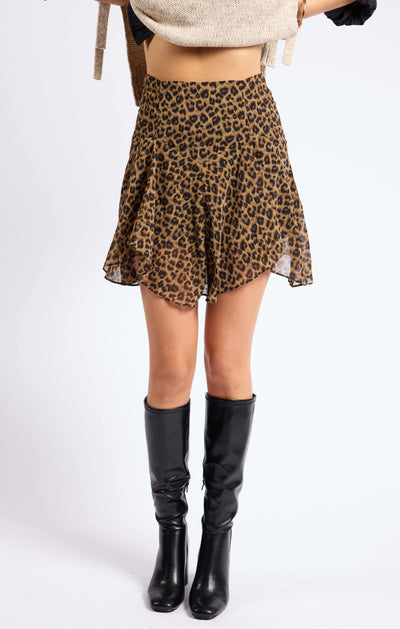 Be Fierce Leopard Flutter Mini Skirt