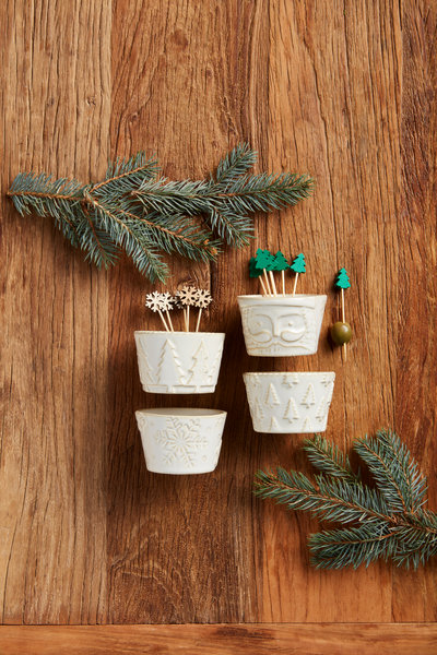 White Santa Tidbit Bowl Set