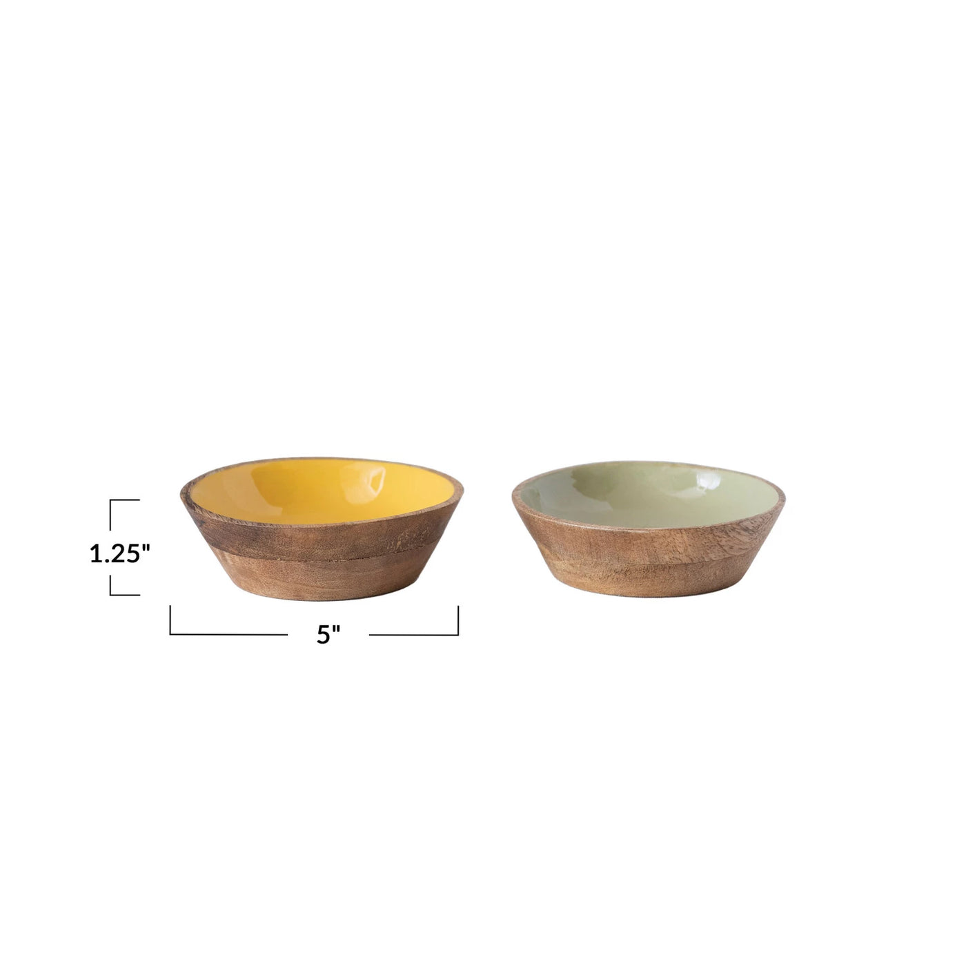 5" Enameled Mango Wood Bowl, 2 Colors