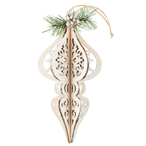 7" Wood Cut Finial Ornament